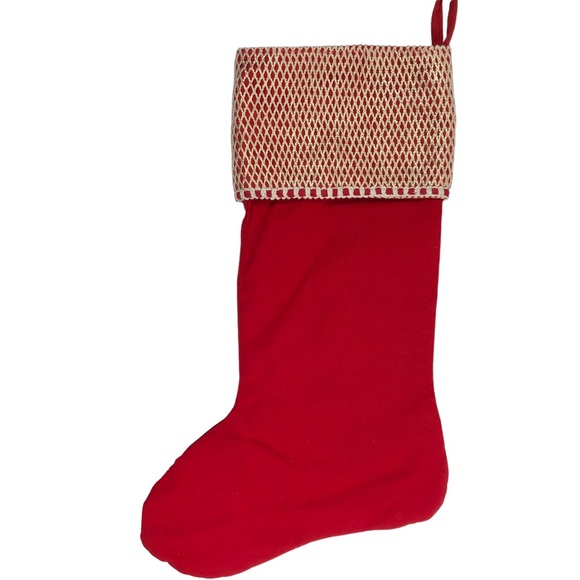 SLEIGH HILL TRADING CO. Christmas Stocking Red with Ecru Crochet Trim - Picture 3 of 10